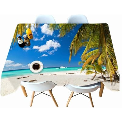 Strand Zeegezicht Kokospalm Patroon Verdikt Katoen Tafelkleed Voor Bruiloft Picknick Feest Rechthoekig Rond 40 X 40CM