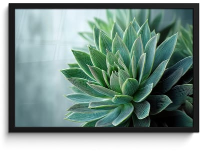 Poster in lijst - Fotolijst 60x40 cm - Posters - Vetplant - Bladeren - Groen - Wazig - Posterlijst zwart - Decoratie - Wanddecoratie woonkamer - Muurdecoratie slaapkamer