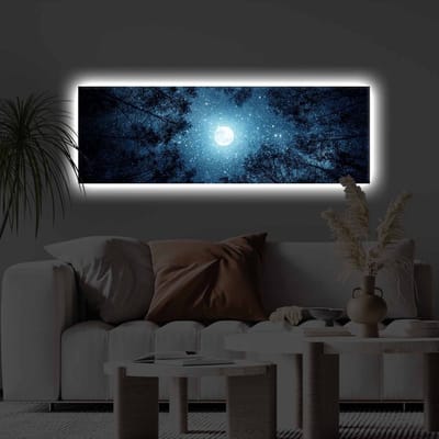 Asir - Decoratief canvas schilderij met ledverlichting - Veelkleurig - 100% polyester canvas - 31 x 4 x 91 cm