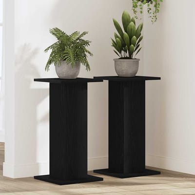 vidaXL - Plantenstand - 2 - st - Zwart - Eiken - 30 - x - 30 - x - 60 - cm - Bewerkt - hout