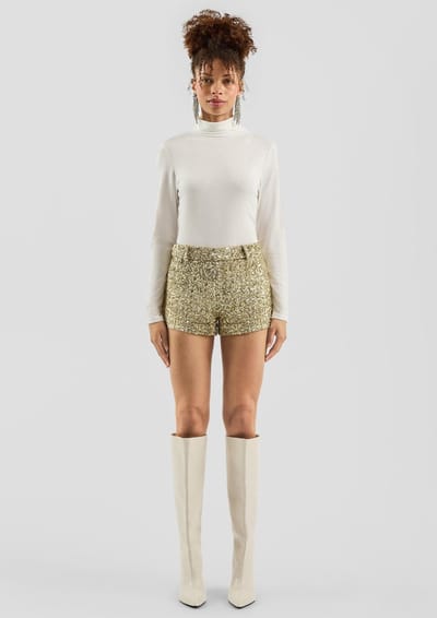Short met schitterende gouden pailletten collectie Vanessa Mai dames QS
