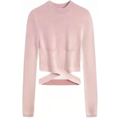 Calvin Klein Effen Kleur Ronde Hals Geborduurd Open Gebreide Trui Dames trui Shell-Roze J222945 M white