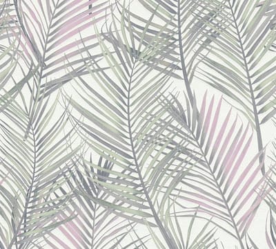 PALMBLADEREN BEHANG | Botanisch - grijs groen wit roze - A.S. Création Attractive 2