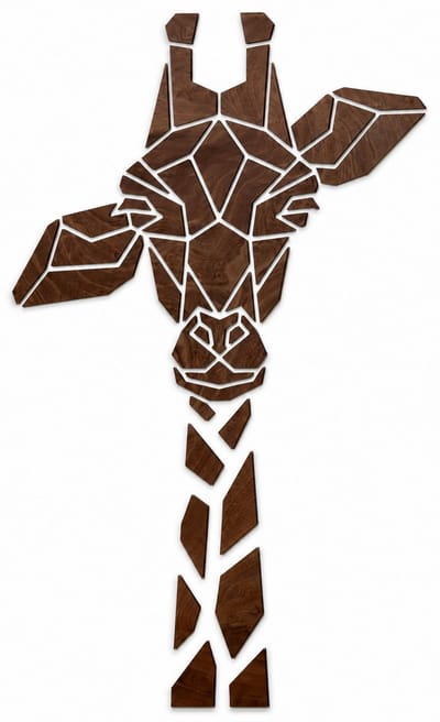 Houten wanddecoratie - Wooden wall decoration | Giraf 112 x 200cm Giraffe | Donker hout - Dark wood | Geometrische muurdecoratie - Geometric wall art - Origami Design Wandfiguur - Echt Hout - Real Wood - Afrikaanse Dieren