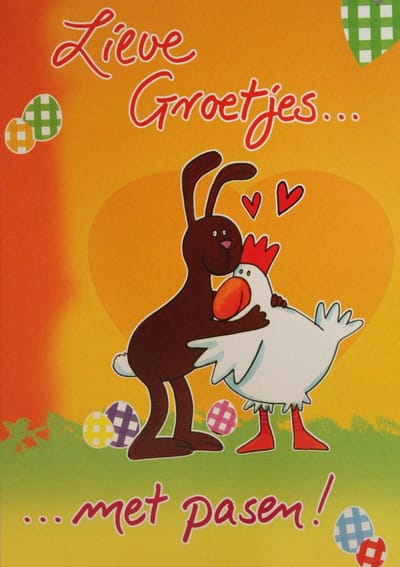 Luxe Wenskaart Pasen - Lieve Groetjes Met Pasen - Touche Cards - 11,5x17cm - Dubbele Kaart - Met Envelop - Luxe Wens Kaart - Greeting Card - 1 Stuks - In Folie Apart Verpakt - Easter - Ostern - Pâques - Gratis Verzonden - Hoge Afnamekortingen