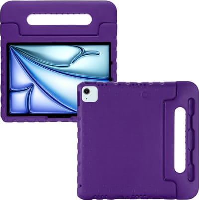 Lunso Geschikt voor iPad Air 11 inch (2024/2025) - EVA Schokbestendige Kinderhoes met handvat - Paars