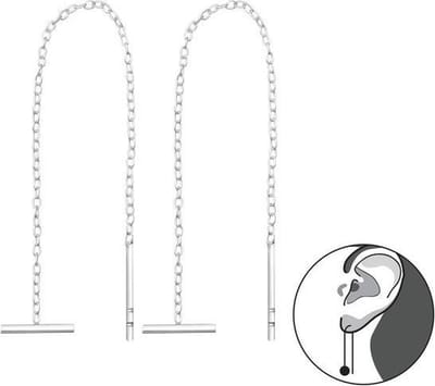 Montebello Oorbellen Blanel - 925 Zilver E-Coating - 8x80mm