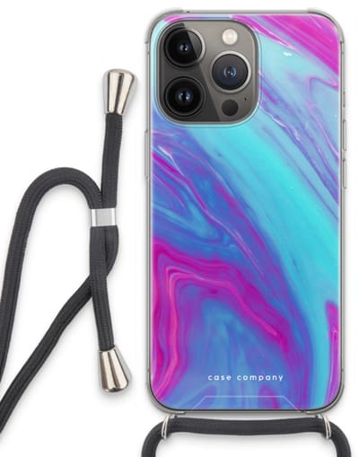 Case Company® - Hoesje met koord geschikt voor iPhone 13 Pro hoesje met Koord - Zweverige regenboog - Telefoonhoesje met Zwart Koord - Bescherming aan alle Kanten en Over de Schermrand