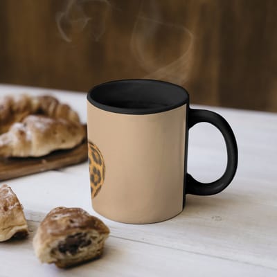 Magische Mok - Foto op Warmte Mokken - Koffiemok - Appel - Panter - Blaadje - Groen - Magic Mok - Beker - 350 ML - Theemok