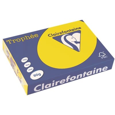 Clairefontaine Trophée Intens, gekleurd papier, A4, 80 g, 500 vel, fluogeel