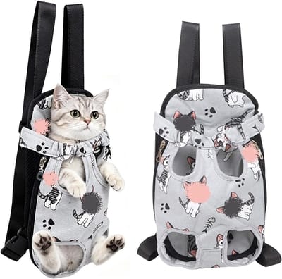 Zachte kattendraagtas met cartoonontwerp, ideale huisdierendrager voor katten, reisrugzak voor kleine huisdieren met bevestigingsbevestiging en comfortabele schouderbanden