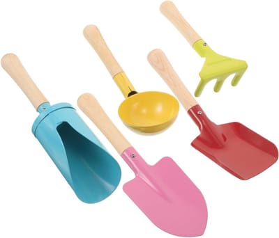 Kinder Tuingereedschap Set - Kinderschep en Hark - Buiten Spelen - Met Afgeronde Punten - 5 Delig - Diverse Kleuren