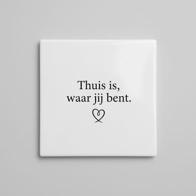 Thuis Is, Waar Jij Bent – Romantische Quote Keramische Tegel 15 × 15 cm | Hart Woondecoratie Wandaccent