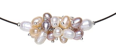 Zoetwater parelketting Multi Color Oval Ball - echte parels - multi color - wit - zalm - roze - stras stenen - korte ketting - luxe sieraden zakje - parelketting dames