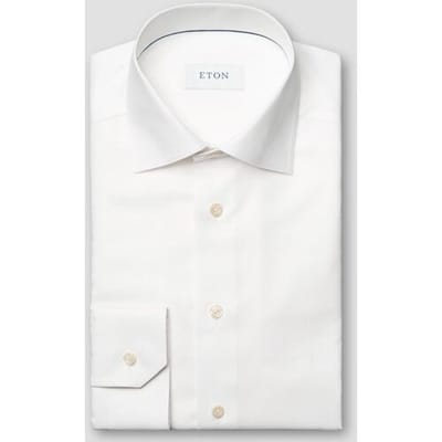 Eton Overhemd Semi-Solid Color Organic Cotton Signature Oxford Wit / male