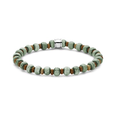 Frank 1967 - 7FB-0778 - keramiek kralenarmband heren - groen - 6 mm - 19 cm
