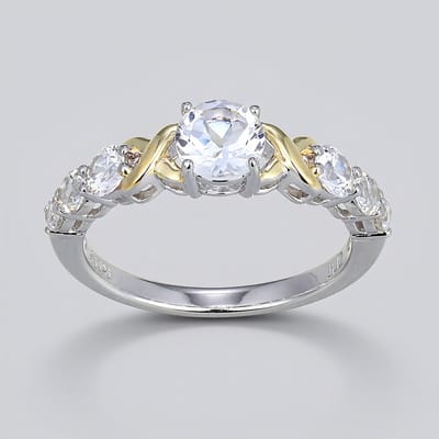 Cavill - Zilveren Ring - 925 Sterling Zilver - Witte Topaas 0,441 ct Rond Geslepen - Nigeriaanse Zirkonia 1,195 ct - Elegante Damesring Handgemaakt
