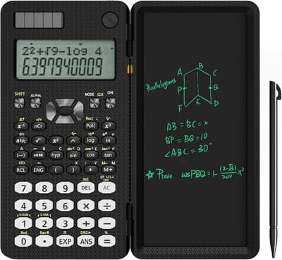 SnelShoppen - Wetenschappelijke Rekenmachine met 2-Regels Display, 240 Functies, Opvouwbaar, Inclusief Schrijfbord en Pen voor Scholieren en Studenten