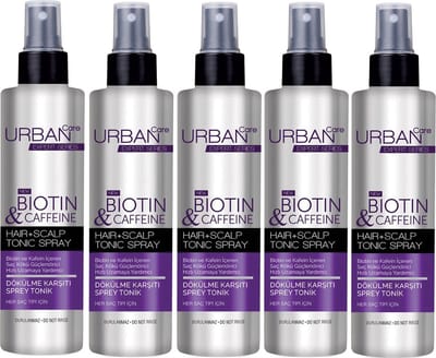 5 x URBAN CARE Expert Biotin & Caffein Hair Tonic Spray 200ML