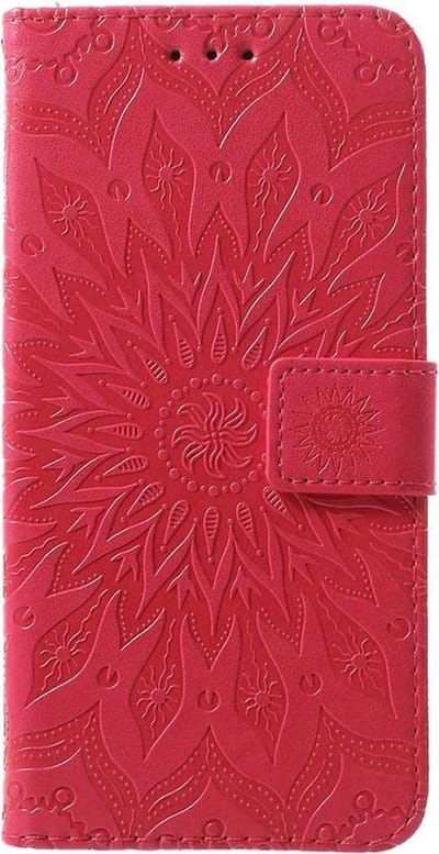 Shop4 - Samsung Galaxy M20 (Power) Hoesje - Wallet Case Zonnebloem Rood