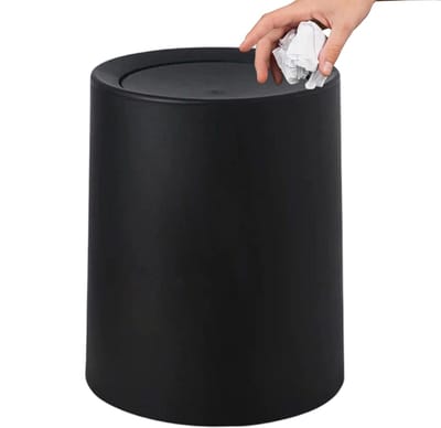 Bureauprullenbak - Opbergcontainer - Kantoor Organisatie - Contactloos Deksel - 32 x 27 x 25 cm - Zwart