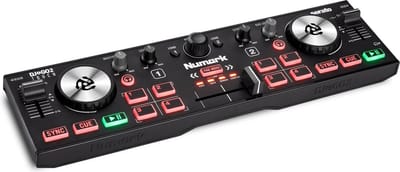 Numark DJ2GO2 Touch Compacte 2 Deck USB DJ Controller voor Serato DJ met Mixer, Crossfader, Audio Interface en Aanraakgevoelige Jog Wheels