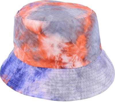 Haarsoires Bucket Hat Hoedje – Tie-Dye Patroon – One Size – Blauw Oranje - Vissershoedje - voor Dames & Heren