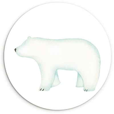 WallCircle® Wandcirkel 30x30 cm - Muurcirkel IJsbeer - Waterverf - Wit - Muurdecoratie woonkamer - Wanddecoratie slaapkamer - Kamer decoratie accessoires - Ronde schilderijen