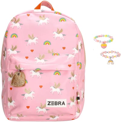Zebra Rugzak Unicorn Love Pink - kinderrugtas, rugtas, kinderrugzak, schooltas + armbandje