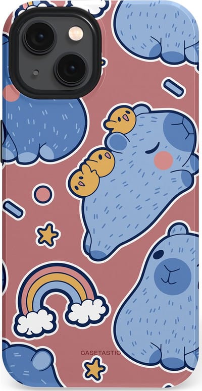 Casetastic Hoesje Geschikt voor Apple iPhone 13 Magsafe - Stijlvolle Beschermende Duo-layer Case - Capibara knuffelvriend