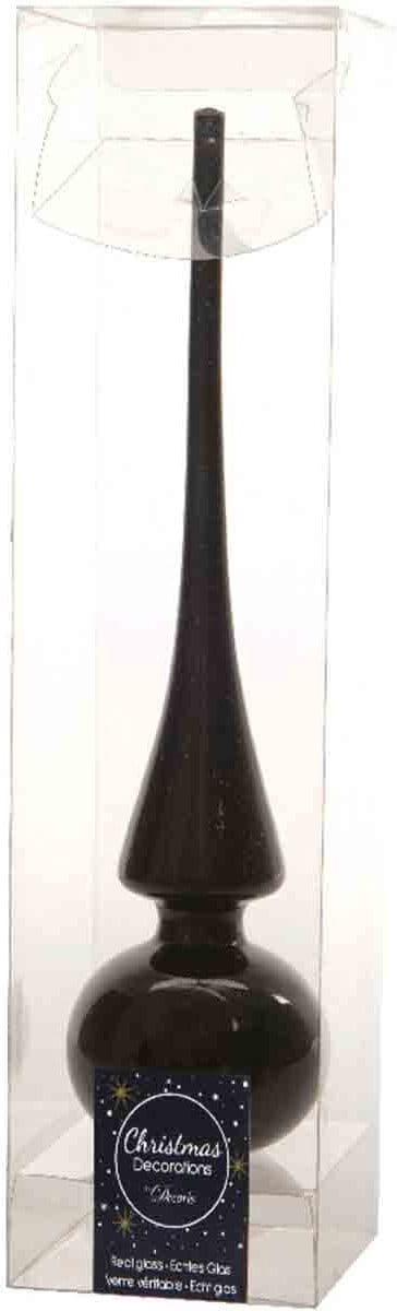 Kerstboompiek van glas | zwart | 26cm hoog