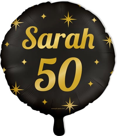 BTH - Folieballon 50 - Sarah - Zwart-Goud - Verjaardag Versiering - Helium - Versiering - 50 Jaar Sarah - Verjaardag