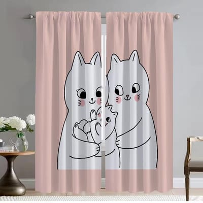 Grappige Verliefde Kat Halloween Decoratie Moderne Woonkamer Gordijnen 2 Stuks Shades Verduisterend Gordijn voor Kamer 2 Paneel Scheidingswand W50xH70cmx2pcs-CL gray