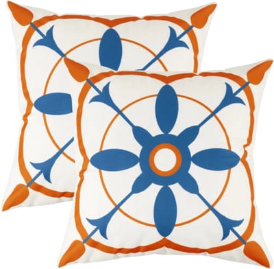 buitenkussen hoes 2stuks 45x45 blauw geel oranje wit design5