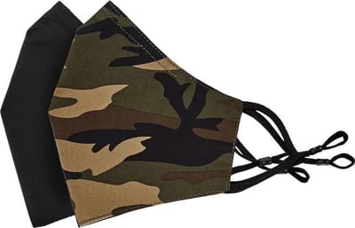 Herbruikbare mondmaskers/ mondkapjes hoogstaand merk Tilley, 2-pak, camo / zwart