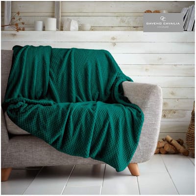 Luxe Pluizige Wafel Fleece Deken - Super Zacht en Warm - 【Formaat: 130x150 cm, Kleur: Groen】