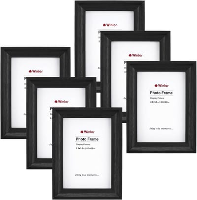 Mini Fotolijstjes - Kleine Lijstjes - Foto Decoratie - Set van Zes - 6x9 cm - Zwart