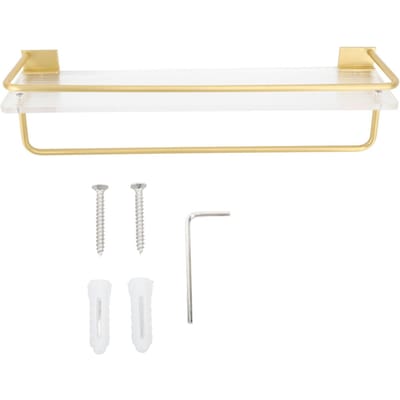 Organisateur de Douche 30 cm à Fixation Murale avec Porte-Serviettes Installation Facile Barre en Aluminium Grande Capacité or