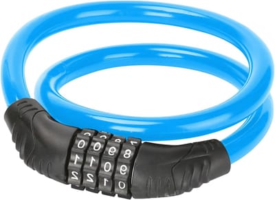 Famanu - Fietsslot met cijfercode, cijferslot, fiets, 4-cijfers, fietsslot met cijfers voor kinderen, kettingslot, cijferslot, fietsaccessoires, kinderfietsslot voor fiets, e-bike (blauw)