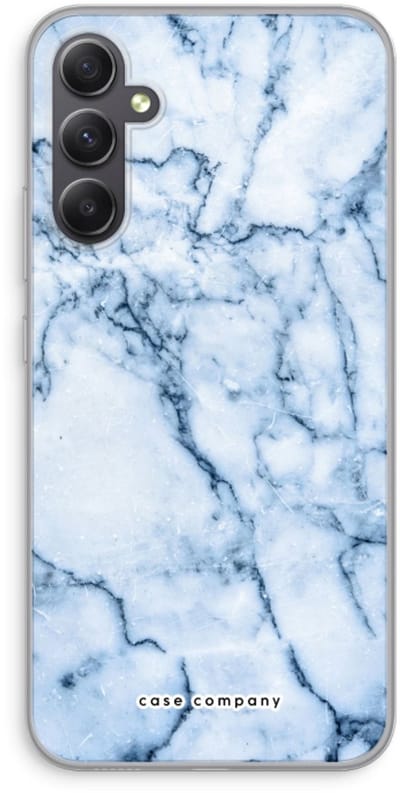 Case Company® - Hoesje geschikt voor Samsung Galaxy A34 hoesje - Blauw marmer - Soft Cover Telefoonhoesje - Bescherming aan alle Kanten en Schermrand