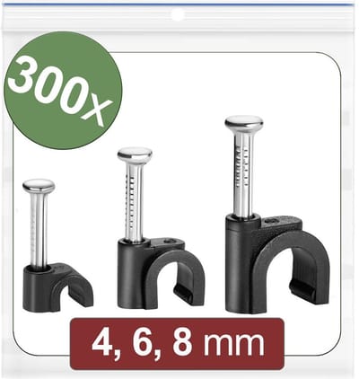 Quadrios 24CA435 Spijkerclip 24CA435 Bundel-Ø (bereik) 2 tot 8 mm Zwart 300 stuk(s)