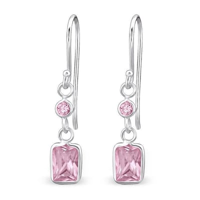 Aramat Jewels | Oorhangers | Kinder Oorhangers Roze Zirkonia - 925 Zilver | | | |8mm | Zilver | Kinderen, Volwassenen | Verkleurd niet