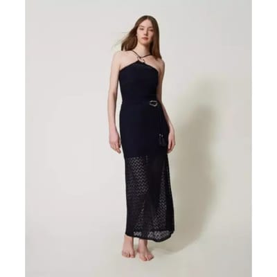 Twinset GONNA LUNGA A TUBINO/ Gehaakte midi-rok Blue S