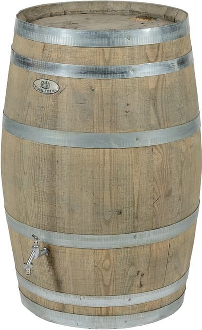 Regenton nieuw "Grey" 150 l. incl. kraan en vulgat in de deksel / Houten Regenton / Grijs