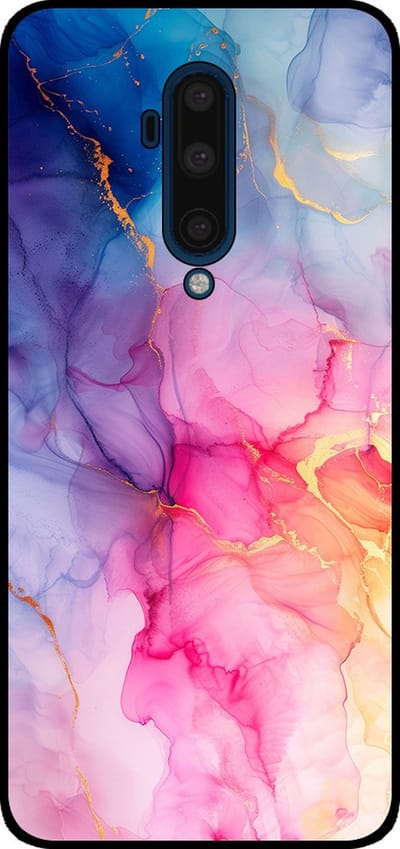 Smartphonica Telefoonhoesje Geschikt voor OnePlus 7T Pro met marmer opdruk - TPU backcover case marble design - Regenboog geschikt voor OnePlus 7T Pro
