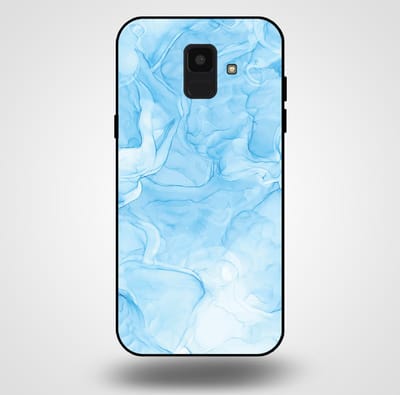 Smartphonica Telefoonhoesje voor Samsung Galaxy A6 2018 met marmer opdruk - TPU backcover case marble design - Lichtblauw geschikt voor Samsung Galaxy A6 2018