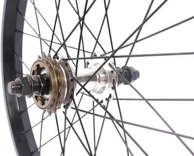 BMX Achterwiel Aluminium Velg Zwart 36 Gaten 14mm As met 16 Tanden Tandwiel