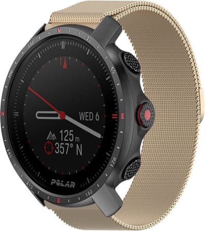 Strap-it Milanees smartwatch bandje - geschikt voor Polar Vantage M / M2 / M3 / Vantage V3 / Grit X / Grit X Pro / Grit X2 Pro - champagne