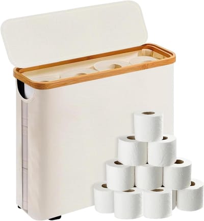 Toiletpapier Organizer - Opbergdoos Rekmand - Badkamer Keuken - Waterdichte Oxford Stof - 45 x 15 x 35 cm - Wit