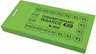 CombiCraft Consumptiekaarten €20 groen - per 5 boekjes met 50 kaarten